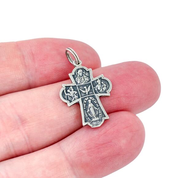 Vintage Sterling Silver 925 Religious Cross Pendant - Picture 1 of 9